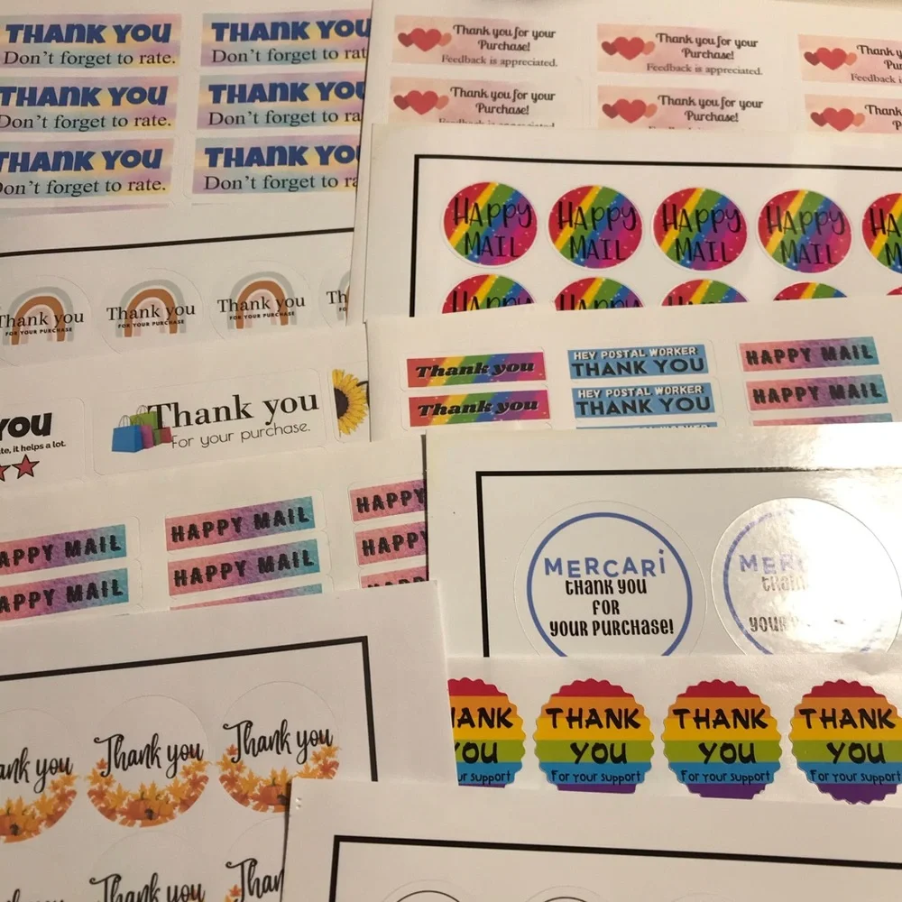 5 random choice mystery pick thank you sticker sheets